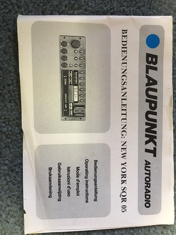 Blaupunkt New York SQR 05 Operating Instructions booklet