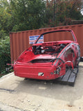 911 Front Clip Targa Red cut across floor, needs rust repoair under battery a arm mount damage on driver's rocker - cut across jack lifting tube 1988