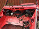 911 Front Clip Targa Red cut across floor, needs rust repoair under battery a arm mount damage on driver's rocker - cut across jack lifting tube 1988