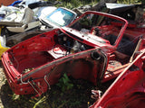 911 Body shell Cabrio Guards Red 1987 with wiring harness has fresh air - fuse box - master cylinder - a/c intact in smuggler's box.  CUT IN HALF.