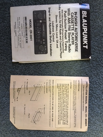Blaupunkt CR-2001 operating instructions and install guide cr2001 -