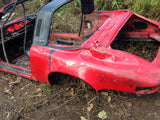 911 Body Shell Targa guards red 1984 with salvage title and wiring, has partial saw damage, tree fell on rear deck and top of windshield -